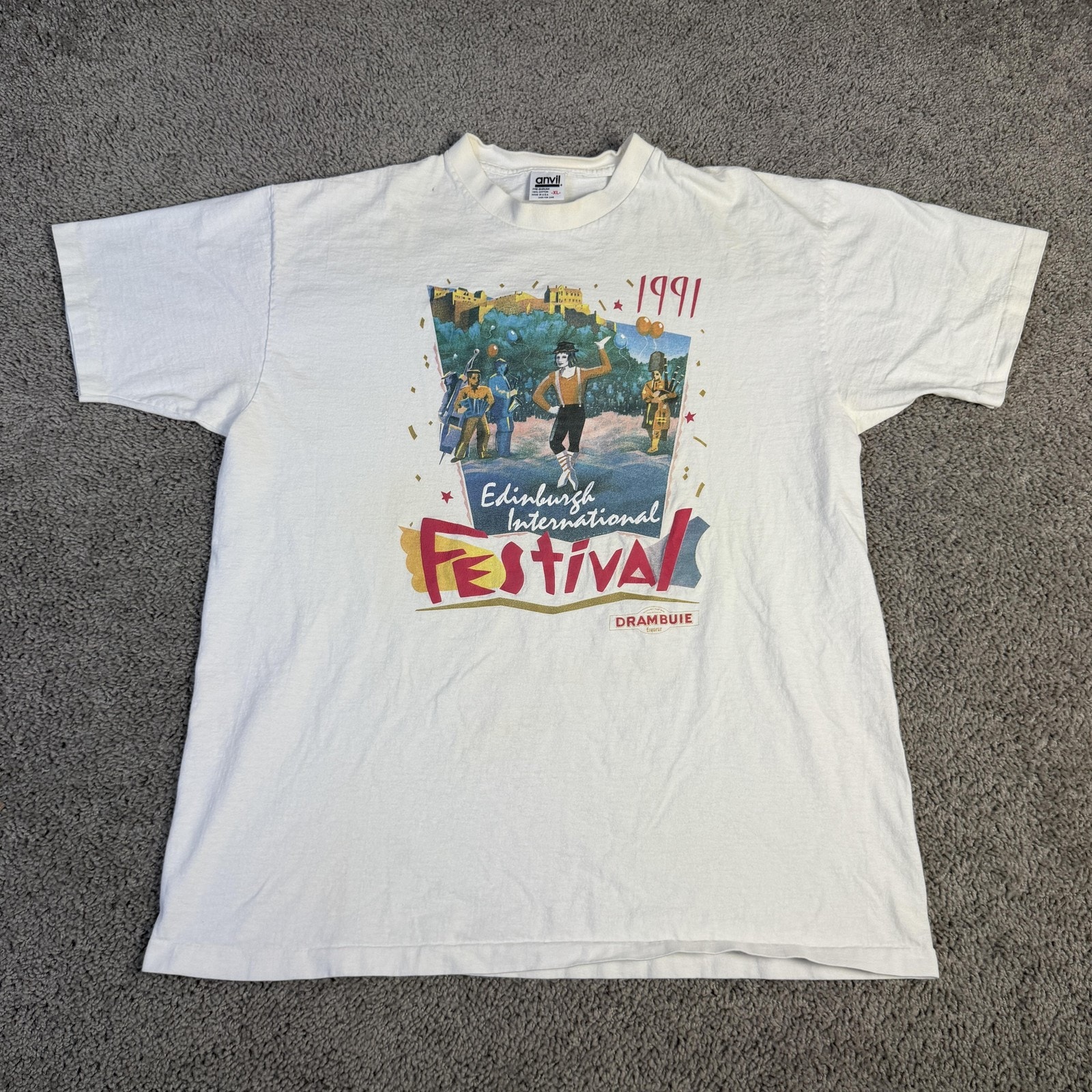 Vintage Edinburgh International Festival Shirt Mens Xl White 1991 Graphic 90s